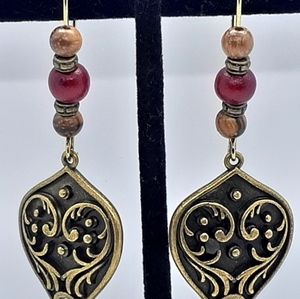 Antique bronze, vintage filigree earrings